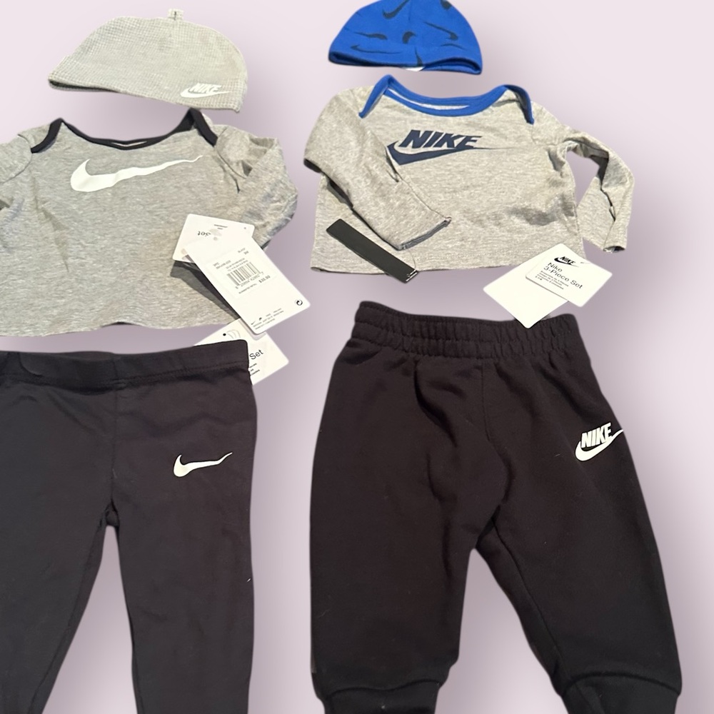 Set of Three Baby Nike Outfits With Matching Hats Size 3 Months and 6 Months - Picture 2 of 11